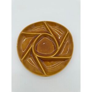 Longchamp Serving Plate Unisex Vintage Spiral Divided Ceramic Brown 9.5 in